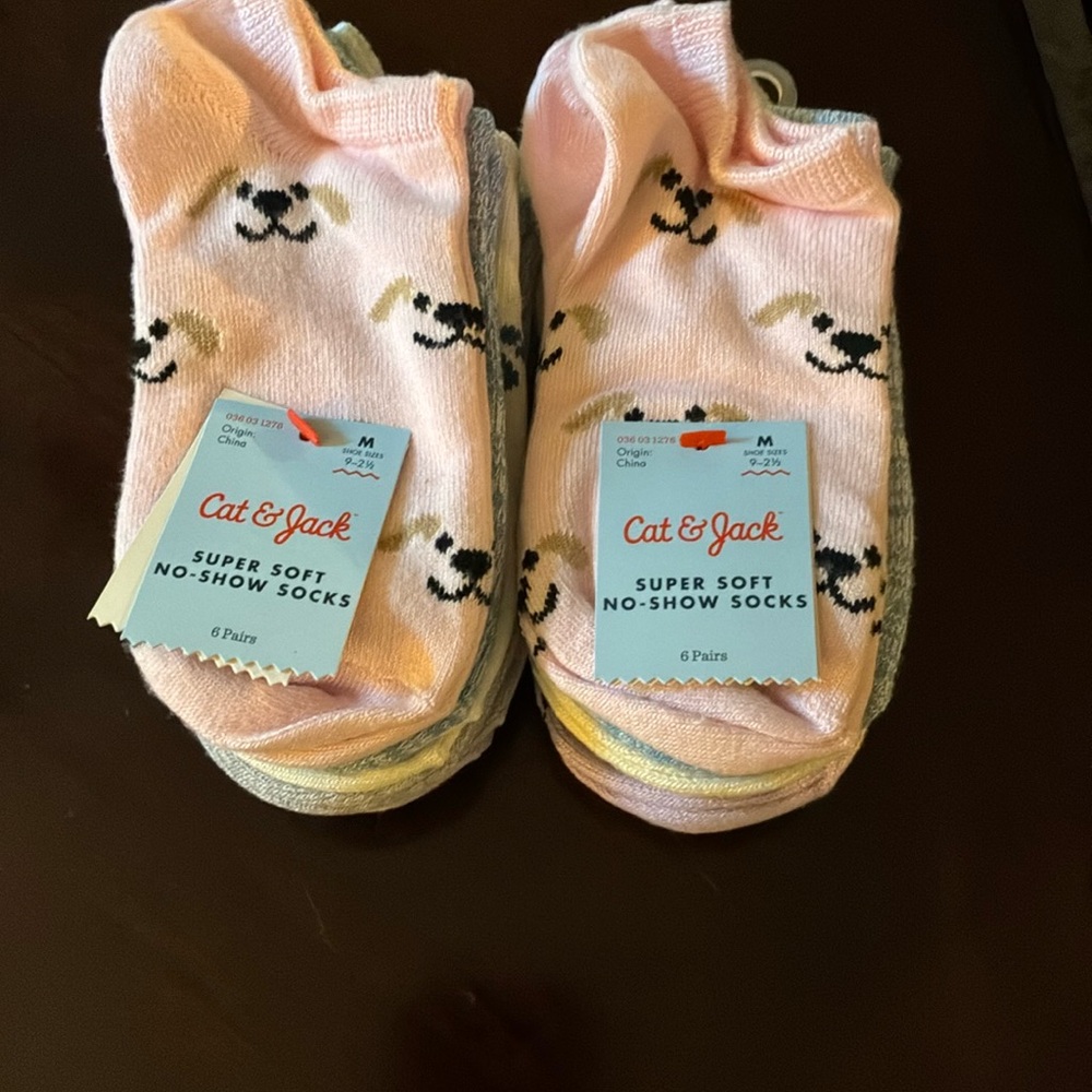 2 bundles in each pack of Cat & Jack Fun Patterned No-Show Socks
